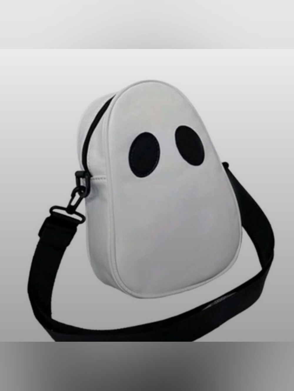 Source Unknown White Crossbody Bag with Black Accents - Ghost Eye Design